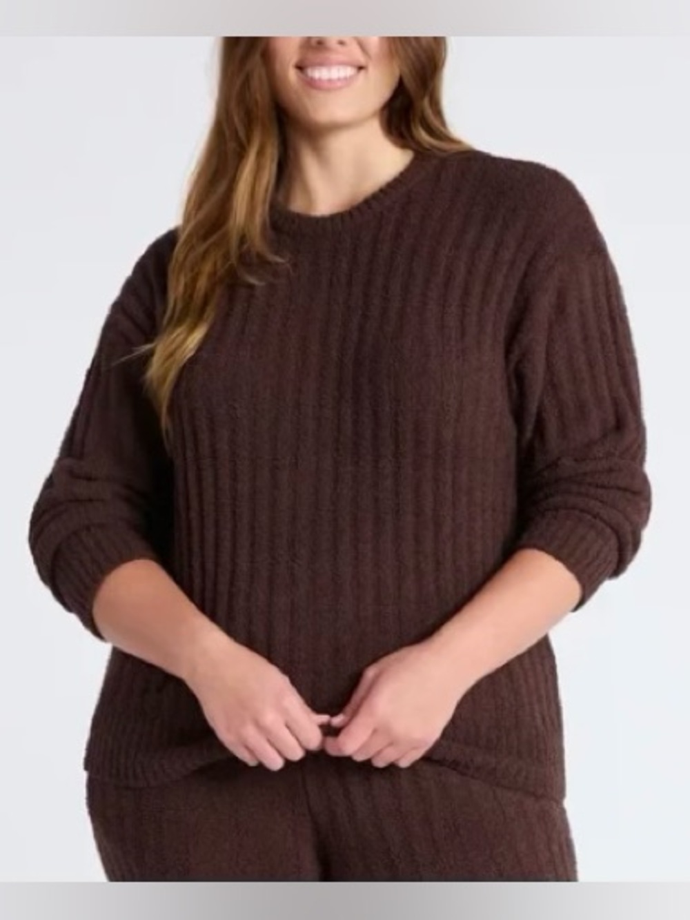 NWOT - Cozy Ribbed Crewneck Sweater in Chocolate Brown